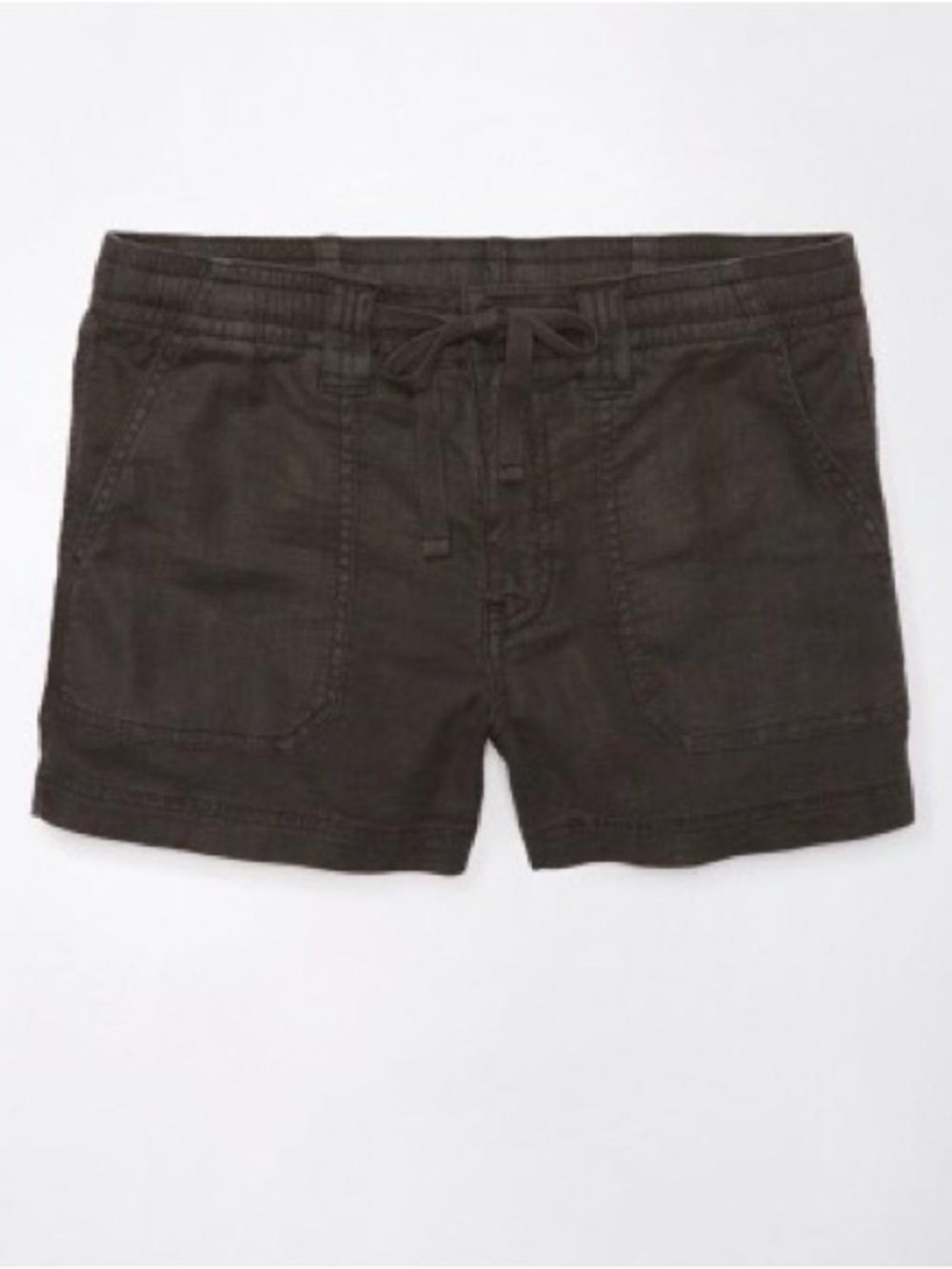 American Eagle Dreamy Drape Linen Blend Shorts - Ebony